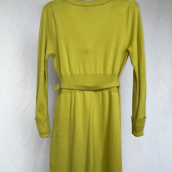 DONATED - Karen Millen (2) chartreuse (lime green/yellow) soft wool mini dress. - Picture 12 of 16